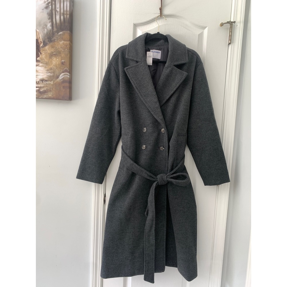 Old Navy Womens Gray Double Breasted Tie Waist Trench Coat 479474-00-1 L